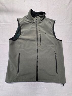 Polo Ralph Lauren Performance Softshell Vest Mens M Gray Zip Up Fleece Lined G5